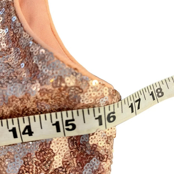 Lulu's Elegant Encounter Rose Gold Sequin Maxi Dress MEDIUM Style 401032 - Picture 12 of 15